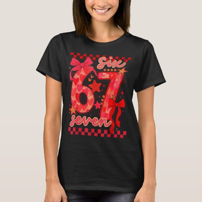 Camiseta Hugvyn Six Seven Valentine 6 7 Meme Checkered Coqu (Anverso)