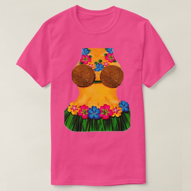 Camiseta Hula Dancer Cuerpo Lei Flores Falda de hierba de c (Diseño del anverso)