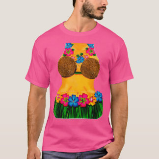 Camiseta Hula Dancer Cuerpo Lei Flores Falda de hierba de c