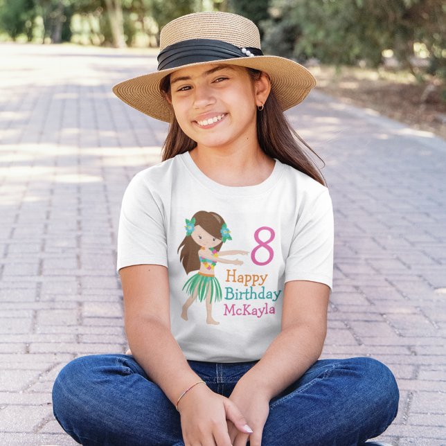 Camiseta Hula Dancing Chica Personalizado Niños Cumpleaños (Subido por el creador)