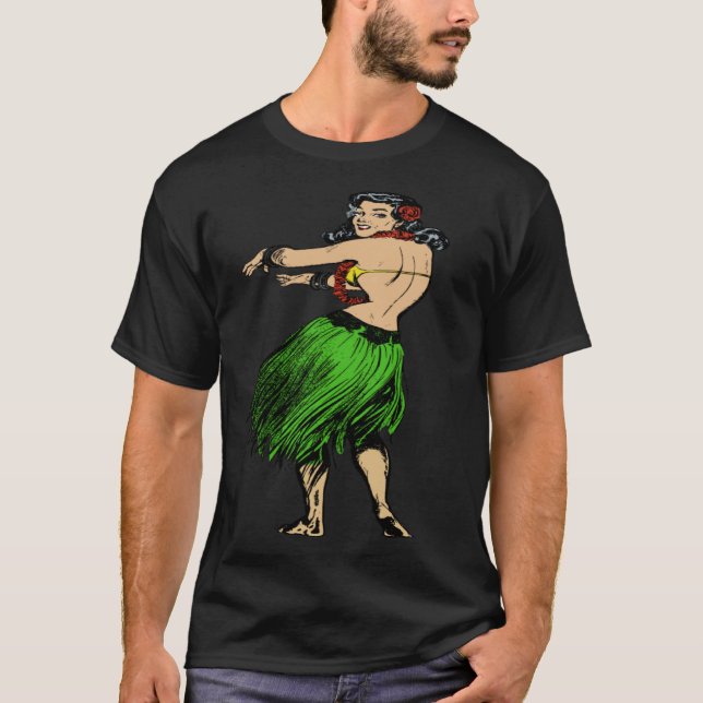 Camiseta Hula Girl Hawaiian Vacation Hawaii Dancer Pin Up (Anverso)