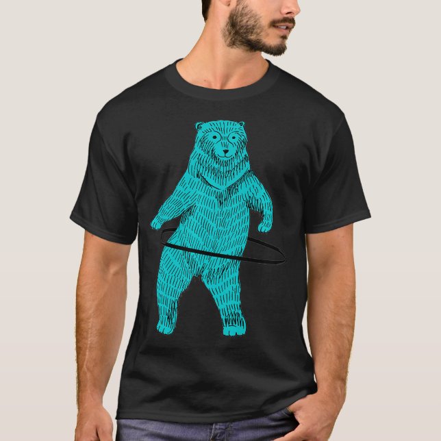 Camiseta Hula Hoop Bailando Hipster Azul Bear Art Pr (Anverso)