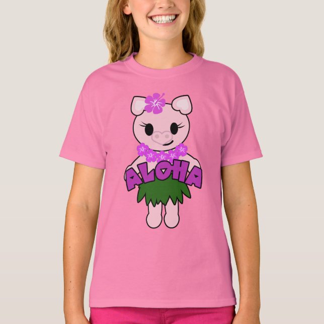 Camiseta Hula Piggy Chicas Baby Doll (Provisto) (Anverso)