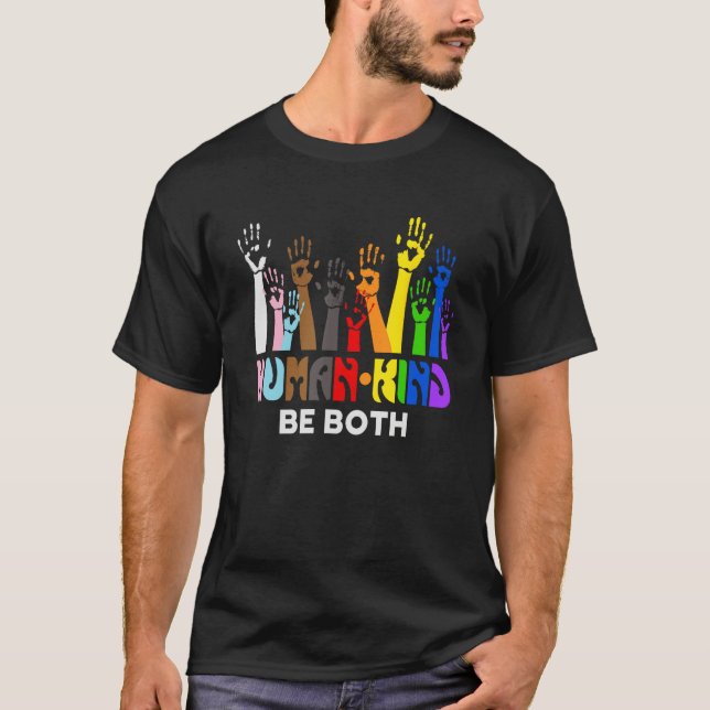 Camiseta Human Kind Be Both  LGBT Gay Lesbian Pride Rainbow (Anverso)