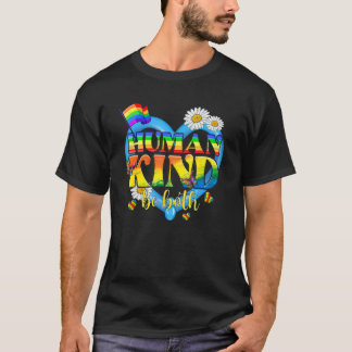 Camiseta Human Kind Be Both LGBTQ Ally Pride Rainbow Kindne