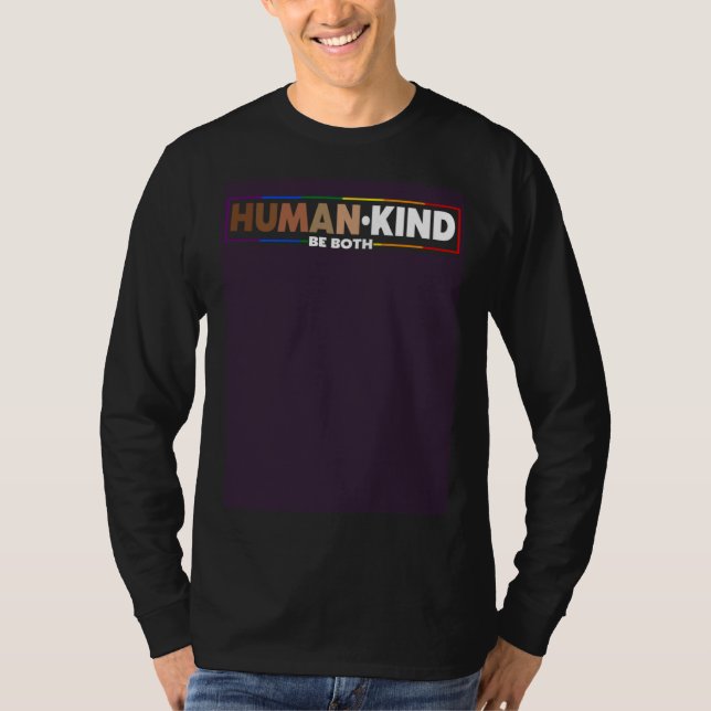 Camiseta Human Kind Be Both LGBTQ Ally Pride Rainbow Positi (Anverso)
