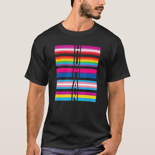 Camiseta HUMAN LGBTQ Rainbow  LGBTQIA+ Pride Month Flags (Anverso)