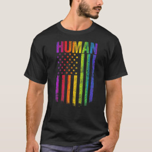 Camiseta HUMAN Rainbow LGBT Flag Gay Pride Mes Estadouniden