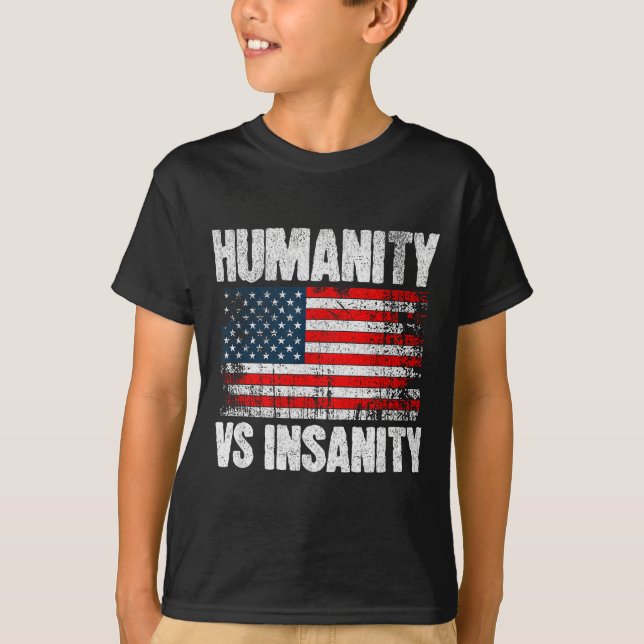 Camiseta Humanity Versus Insanity Distressed American Flag  (Anverso)
