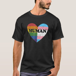 Camiseta Humano con arco iris y bandera transgénero como or