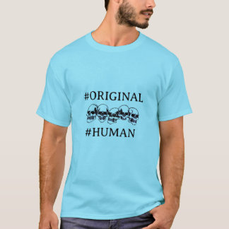 CAMISETA #HUMANO CON CALAVERAS EN AZUL