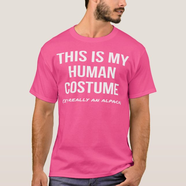 Camiseta Humano Disfraz de Alpaca de Halloween (Anverso)