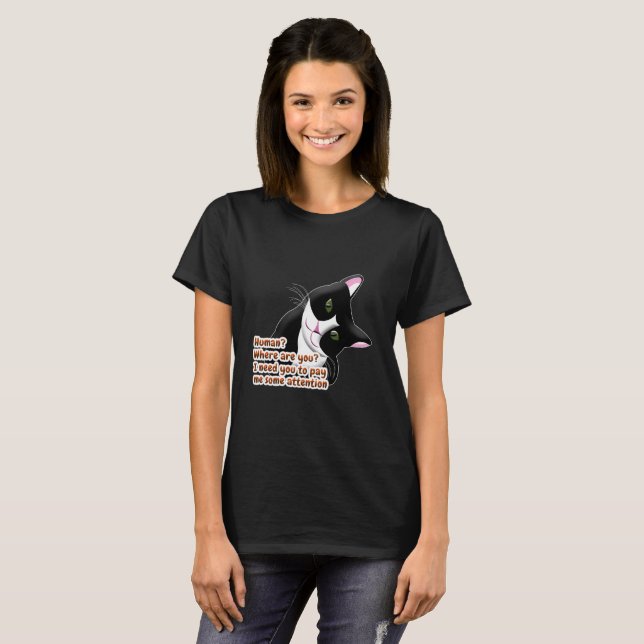 Camiseta ¿Humano? ¿Dónde estás? Gato (Anverso completo)