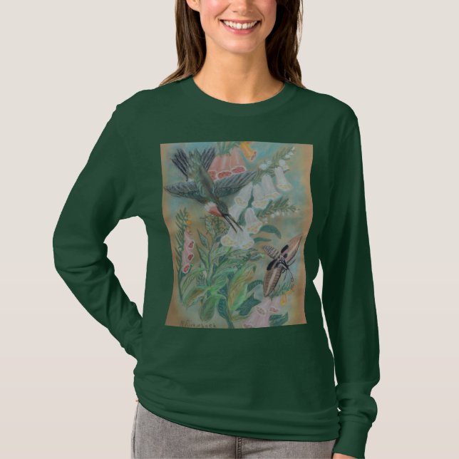 Camiseta Hummingbird and Moth long sleeved t-shirt (Anverso)