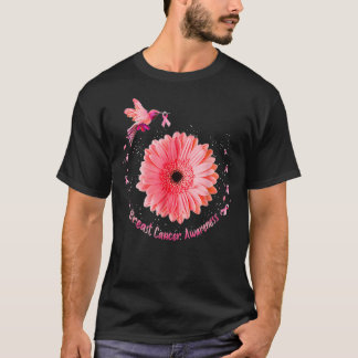 Camiseta Hummingbird Bird Pink Daisy Breast Cancer Awarenes
