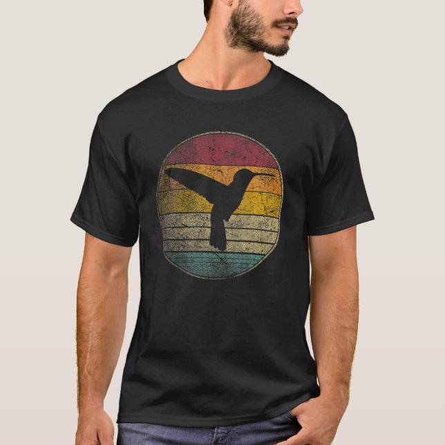 Camiseta Hummingbird Bird Vintage Molesto Silhouet Retro (Anverso)