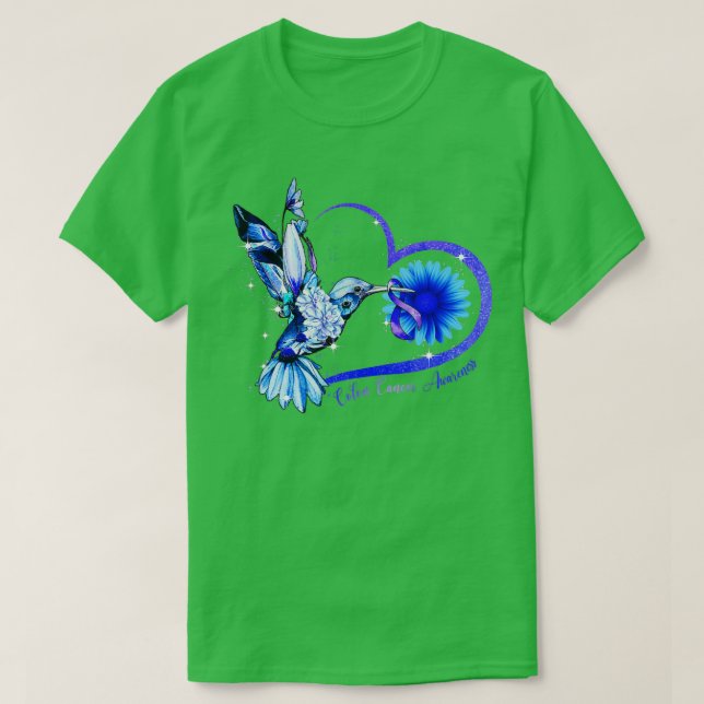 Camiseta Hummingbird Cáncer de Colón de Cinta Azul de Giras (Diseño del anverso)