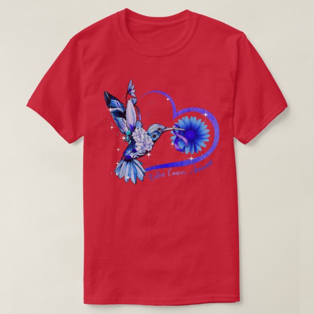 Camiseta Hummingbird Cáncer de Colón de Cinta Azul de Giras (Diseño del anverso)