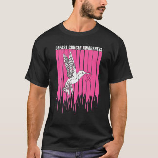 Camiseta Hummingbird Cinta rosada de cáncer de mama en guer