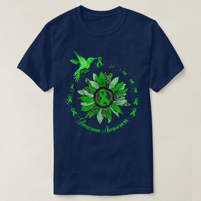 Camiseta Hummingbird Cinta Verde Glaucoma Warria (Diseño del anverso)