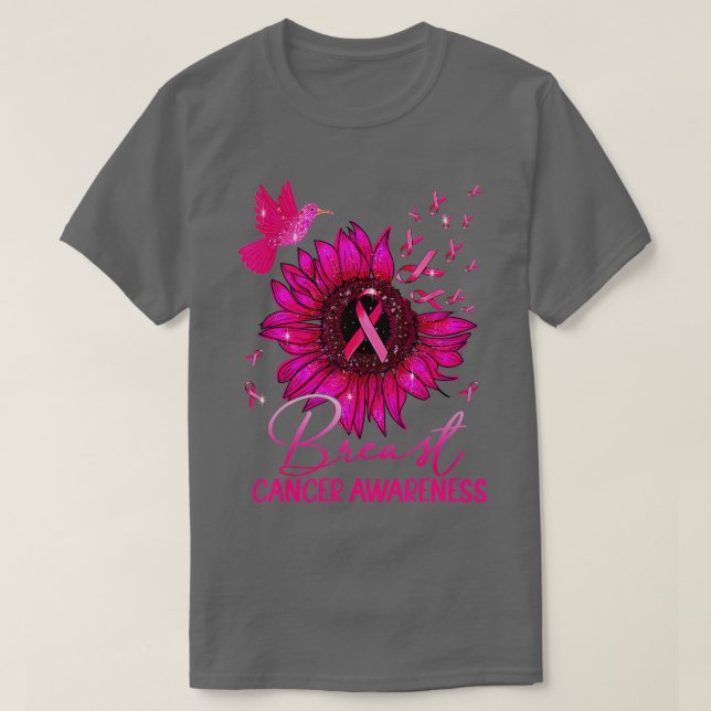 Camiseta Hummingbird Conciencia sobre el cáncer de mama con (Diseño del anverso)