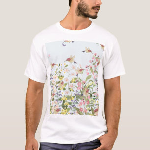 Camiseta Hummingbird Floral Garden Vintage Ilustracion