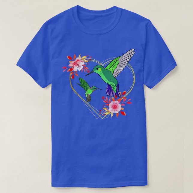 Camiseta Hummingbird Flores del Corazón Rojo Humminbird Hum (Diseño del anverso)