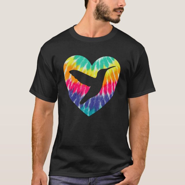 Camiseta Hummingbird Heart With Tie Dye Print For Bird (Anverso)