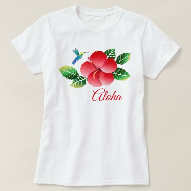 Camiseta Hummingbird Hibiscus Hawai Tropical Floral (Diseño del anverso)