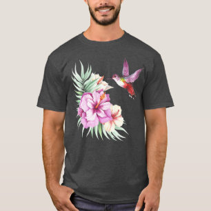 Camiseta Hummingbird Hibiscus Watercolor Floral Premium