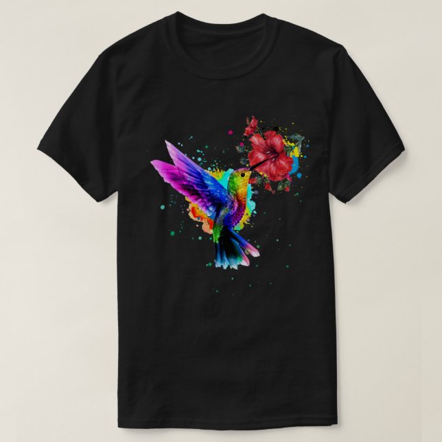 Camiseta Hummingbird Hibiscus Watercolor Floral Premium (Diseño del anverso)