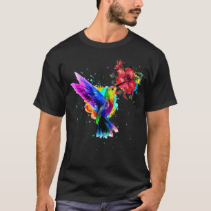 Camiseta Hummingbird Hibiscus Watercolor Floral Premium