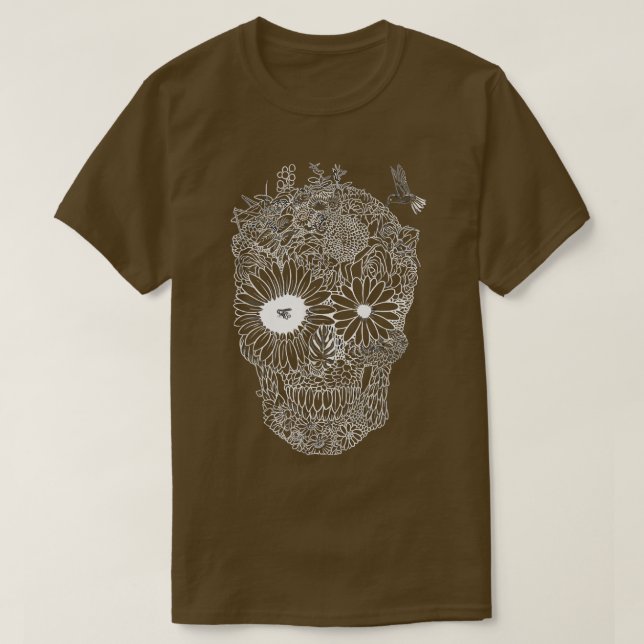 Camiseta Hummingbird  human head skeleton Art  (Diseño del anverso)