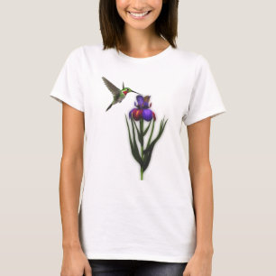 Camiseta Hummingbird Iris Flower