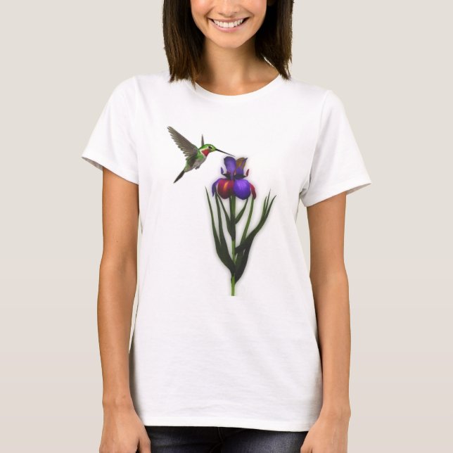 Camiseta Hummingbird Iris Flower (Anverso)