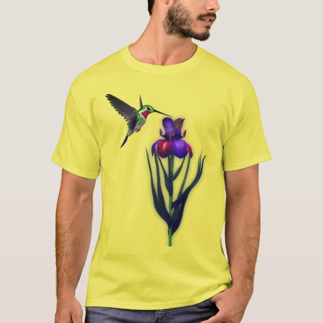 Camiseta Hummingbird Iris Flower (Anverso)