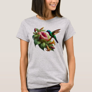 Camiseta hummingbird nature flying to kiss the flower