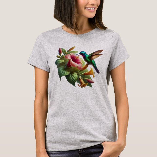 Camiseta hummingbird nature flying to kiss the flower (Anverso)