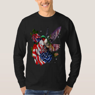 Camiseta Hummingbird Orgulloso Y Rosa Bandera Norteamerican
