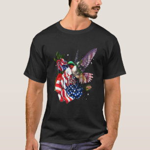 Camiseta Hummingbird Orgulloso Y Rosa Bandera Norteamerican