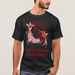 Camiseta Hummingbird Peace Love Cure Sickle Cell Anemia Awa
