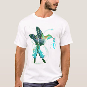 Camiseta Hummingbird Sujetando Cáncer de Ovario de Cinta Ve