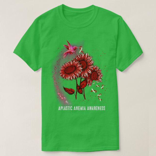 Camiseta Hummingbird Sunflower Anemia aplásica Conciencia (Diseño del anverso)