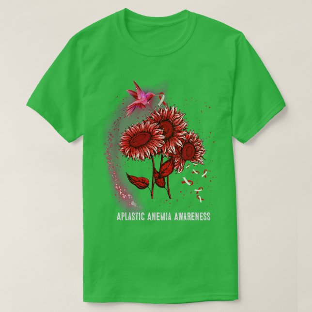 Camiseta Hummingbird Sunflower Anemia aplásica Conciencia (Diseño del anverso)