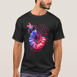 Camiseta Hummingbird Sunflower Azul & Rojo Conciencia Del N