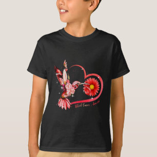Camiseta Hummingbird Sunflower Cinta roja Cáncer de Sangre 