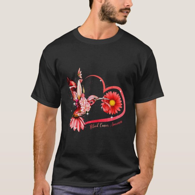 Camiseta Hummingbird Sunflower Cinta roja Cáncer de Sangre  (Anverso)