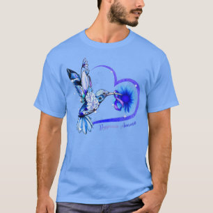 Camiseta Hummingbird Sunflower Corazón Cinta Azul Disnea A