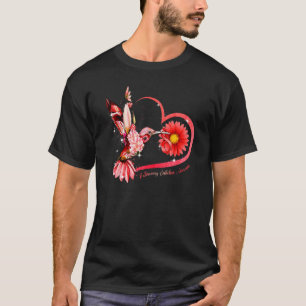 Camiseta Hummingbird Sunflower Corazón Cinta Roja Pulmonar 