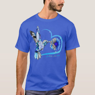 Camiseta Hummingbird Sunflower Heart Blue Ribbon Diabetes A